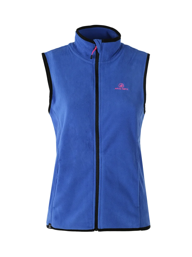 Smanicato donna in pile con zip - blu