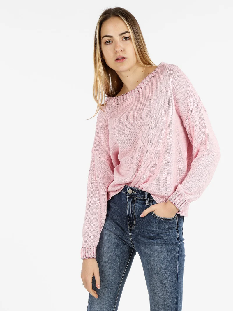 Pullover donna oversize in maglia - rosa
