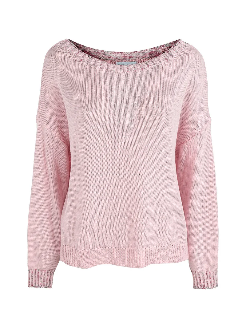 Pullover donna oversize in maglia - rosa