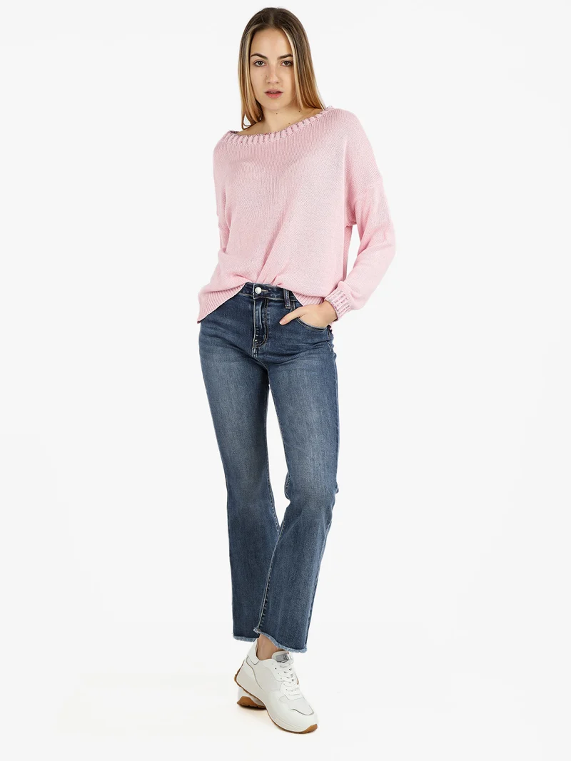 Pullover donna oversize in maglia - rosa
