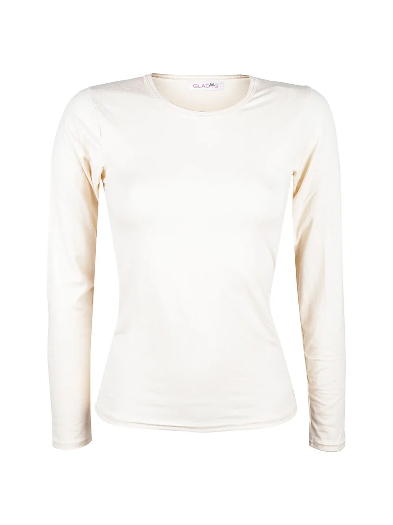Maglia girocolo donna in microfibra - beige