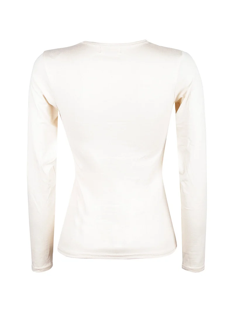Maglia girocolo donna in microfibra - beige