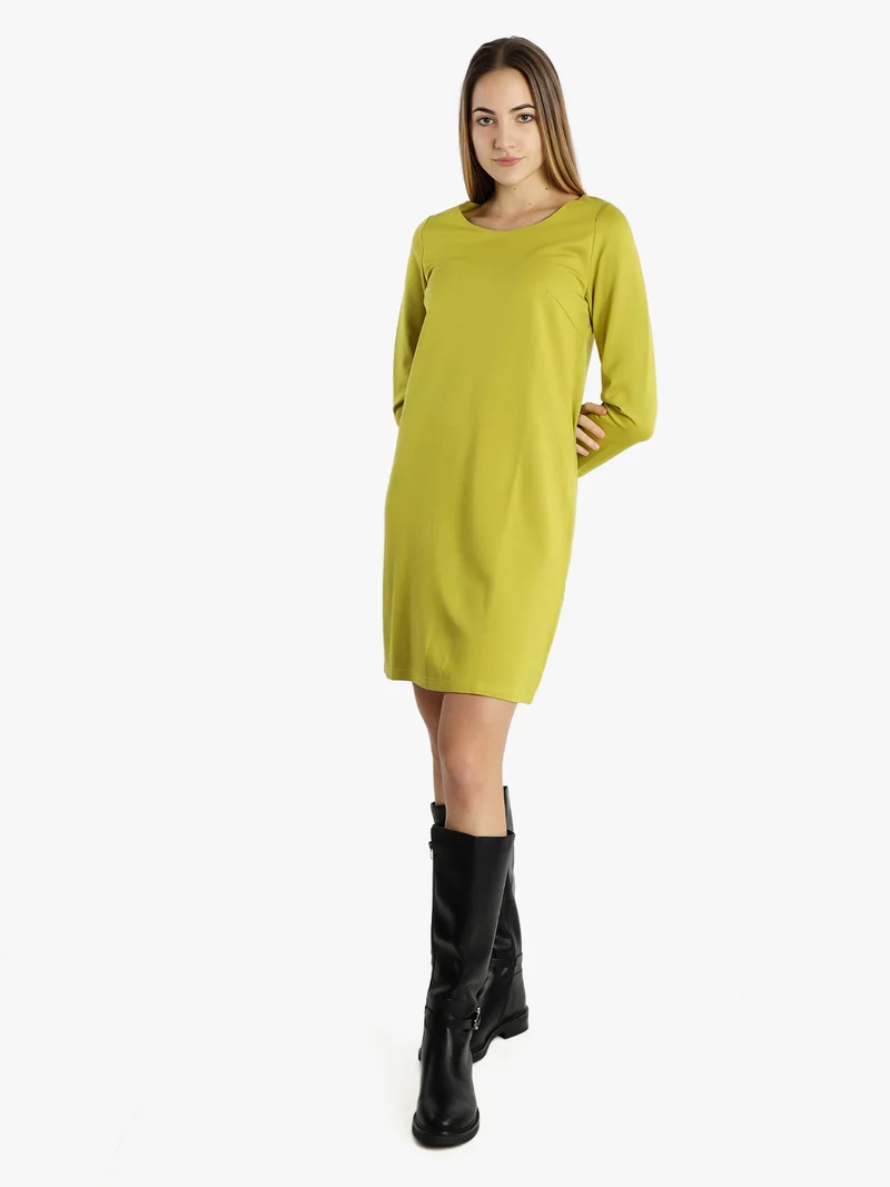 Vestito da donna a maniche lunghe in tinta unita - mela