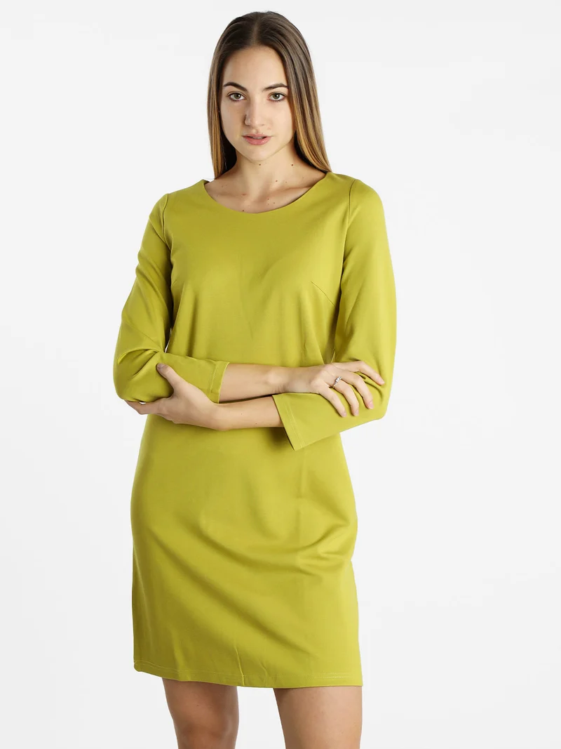 Vestito da donna a maniche lunghe in tinta unita - mela