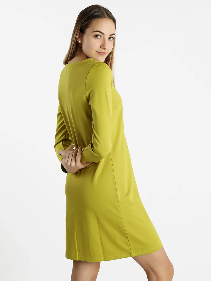 Vestito da donna a maniche lunghe in tinta unita - mela