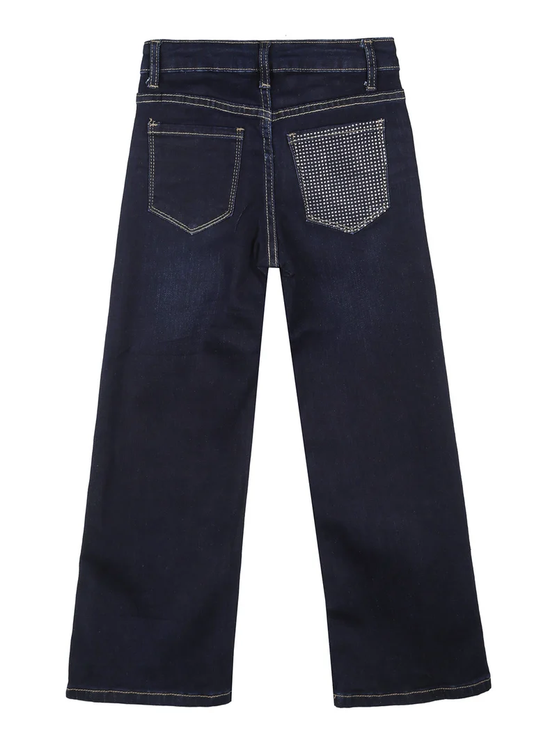 Jeans da bambina a gamba dritta con dettagli strass sul retro - avion