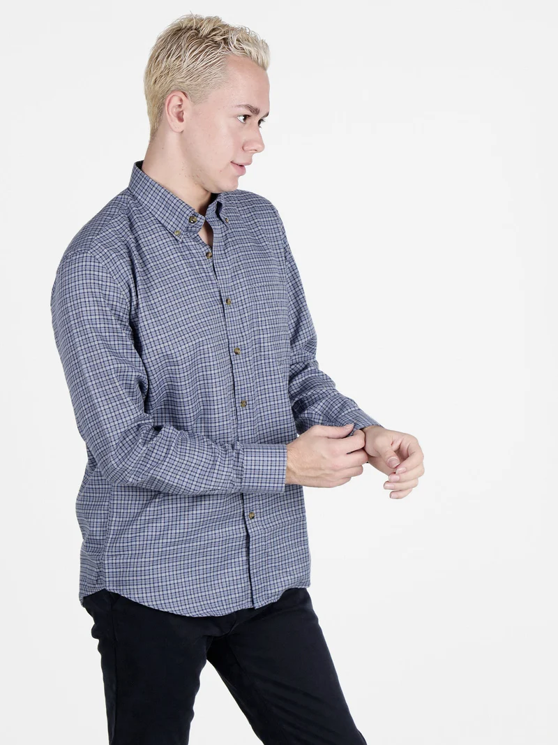 Camicia da uomo maniche lunghe a fantasia - blu