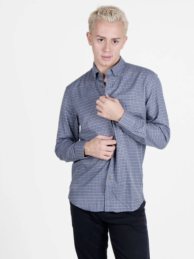 Camicia da uomo maniche lunghe a fantasia - blu