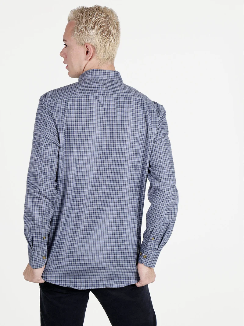 Camicia da uomo maniche lunghe a fantasia - blu