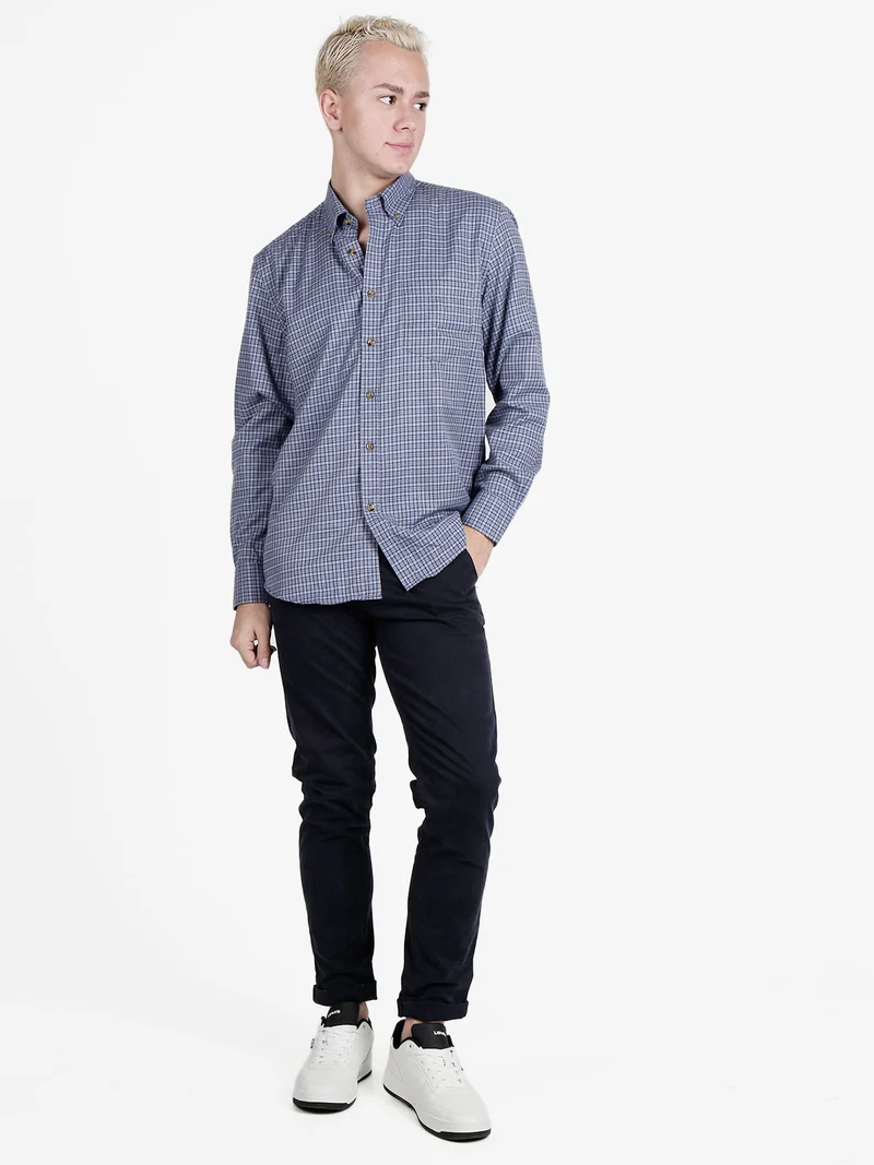Camicia da uomo maniche lunghe a fantasia - blu