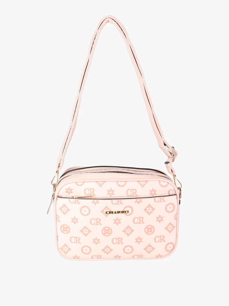 Borsa a tracolla da donna con stampa monogramma - rosa