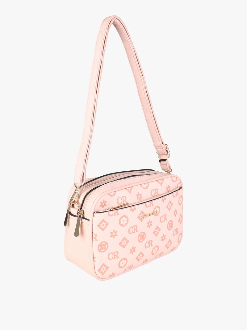 Borsa a tracolla da donna con stampa monogramma - rosa