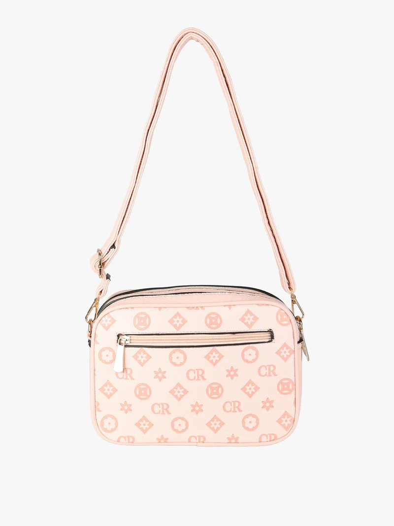 Borsa a tracolla da donna con stampa monogramma - rosa