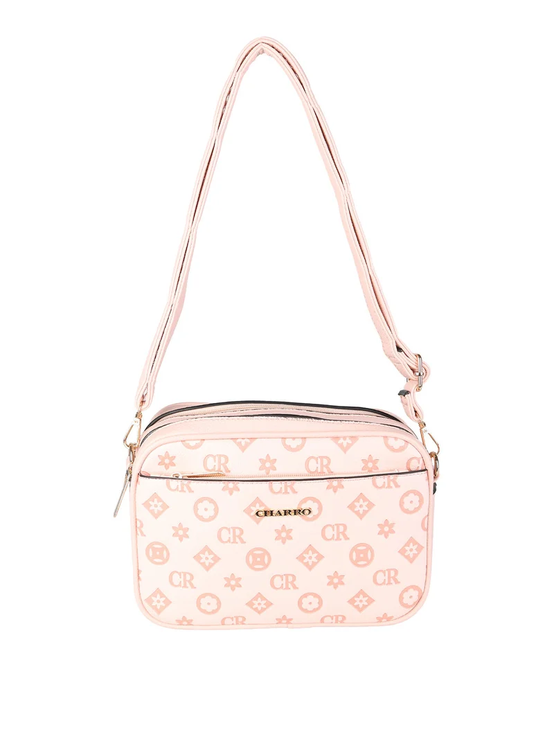 Borsa a tracolla da donna con stampa monogramma - rosa