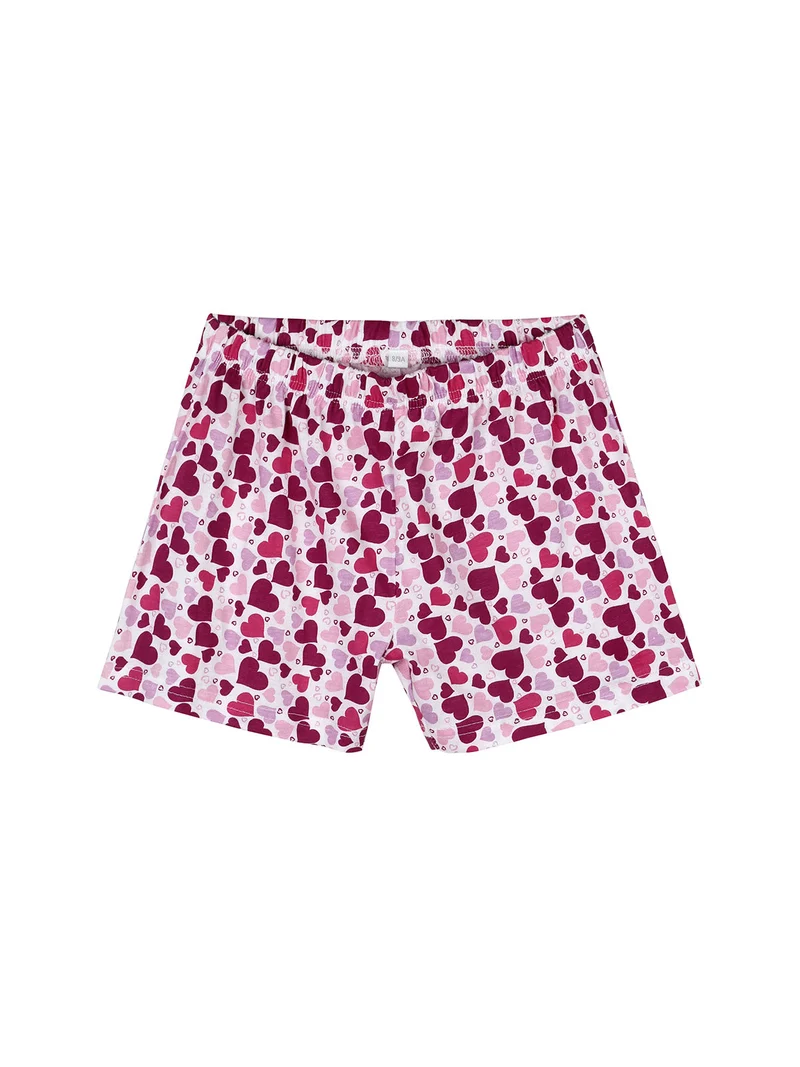 Pigiama corto in cotone T-shirt + shorts cuori - rosa