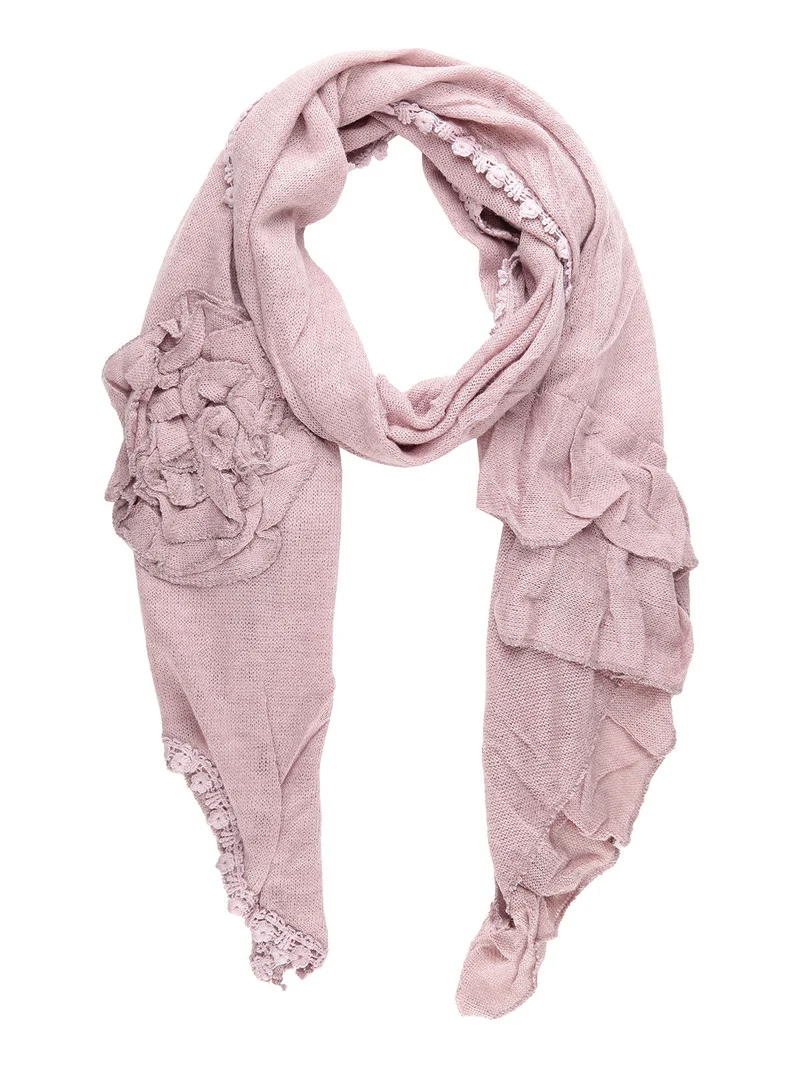 Sciarpa donna con ricami in pizzo - rosa