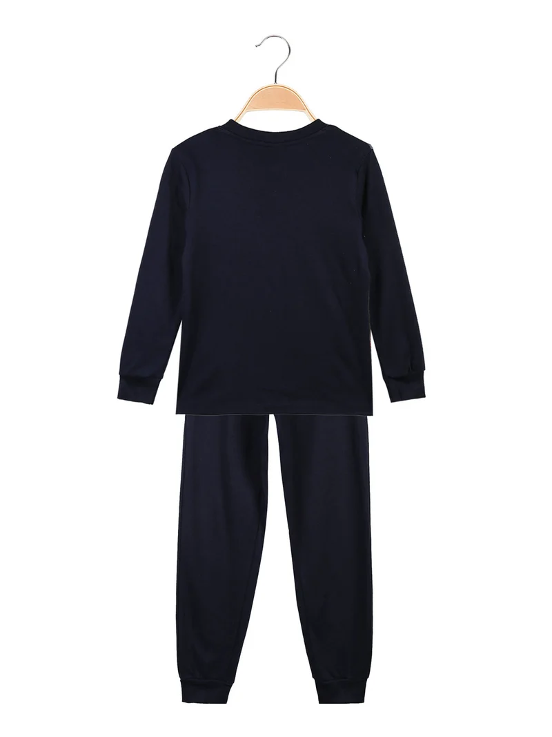 Pigiama da bambino in caldo cotone - blu scuro