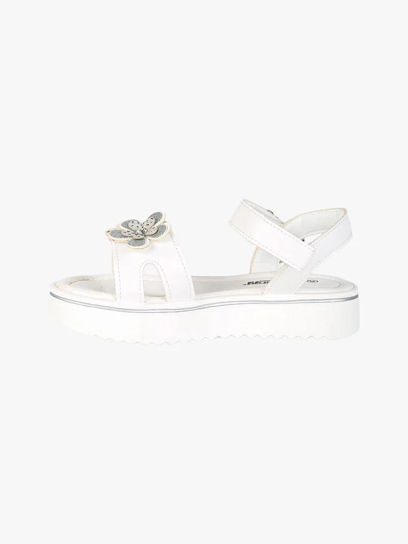 Sandali da bambina con cinturini a strappo e fiori - bianco