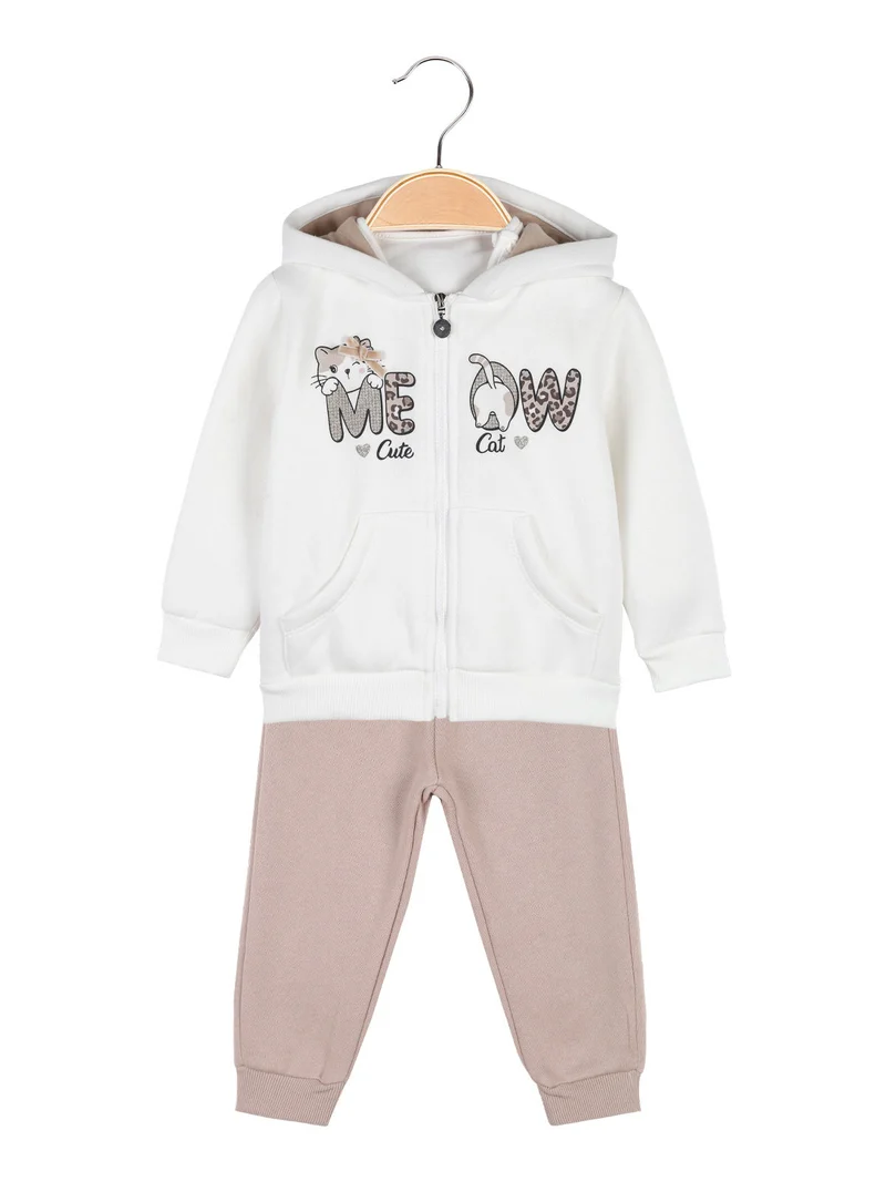 Completo tuta da neonata 3 pezzi con cappuccio e zip - bianco