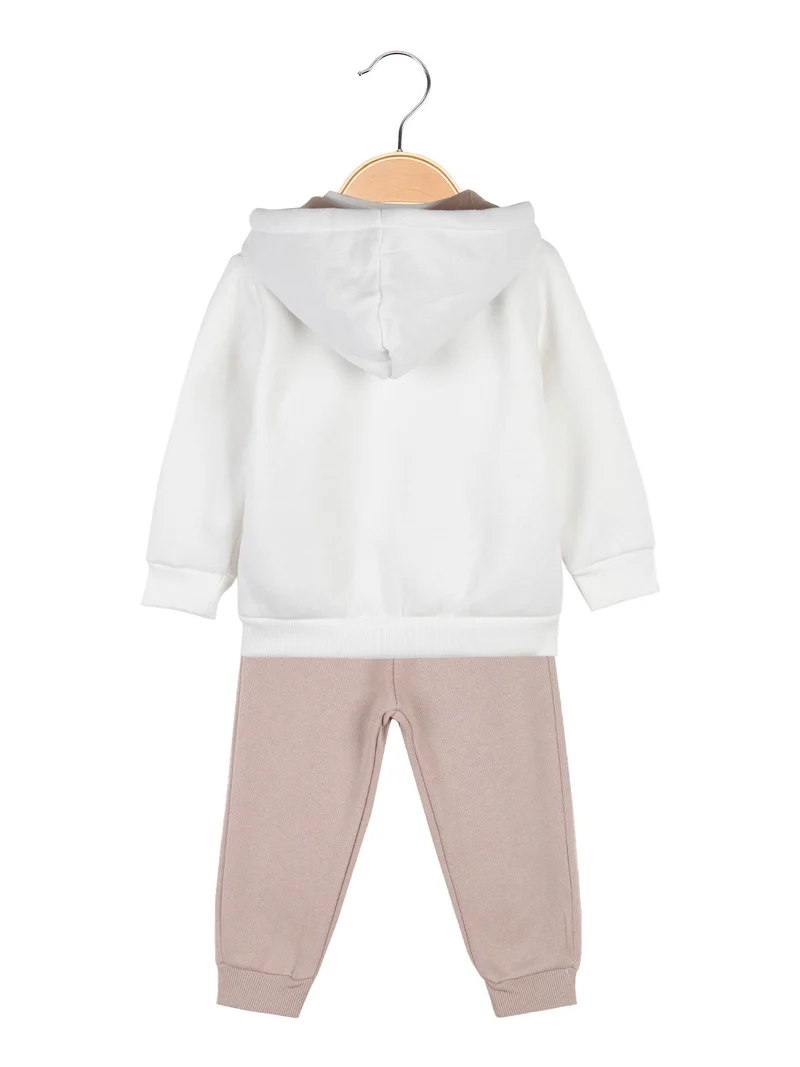 Completo tuta da neonata 3 pezzi con cappuccio e zip - bianco