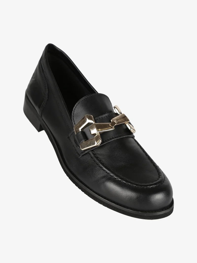 Mocassini in pelle donna con fibbia - nero