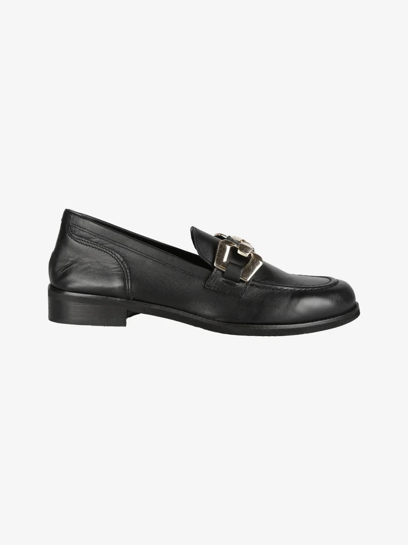 Mocassini in pelle donna con fibbia - nero