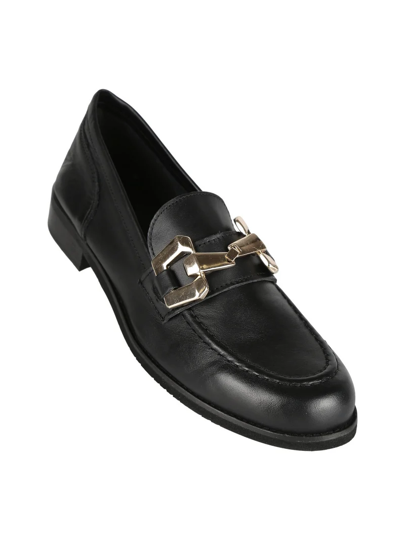 Mocassini in pelle donna con fibbia - nero