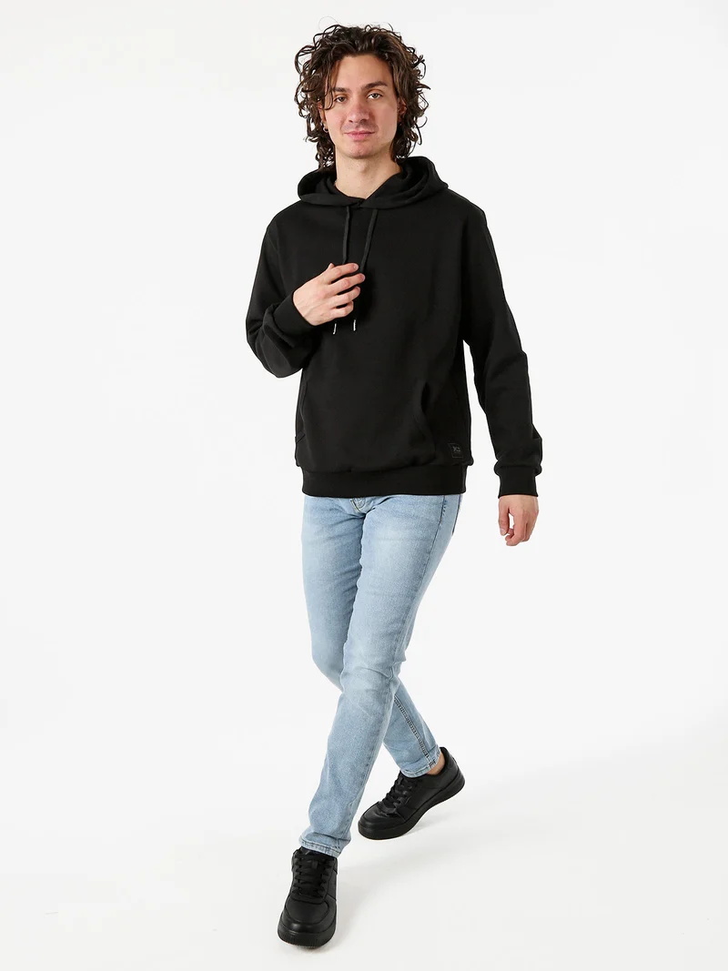 Felpa da uomo oversize con cappuccio - nero