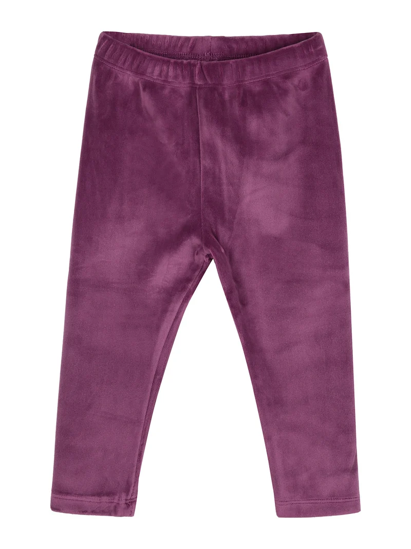 Completo lungo da neonata con maglietta e leggings in ciniglia - beige