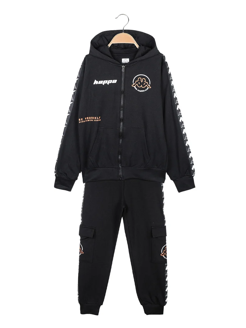 Completo tuta da bambino con cappuccio e zip - nero