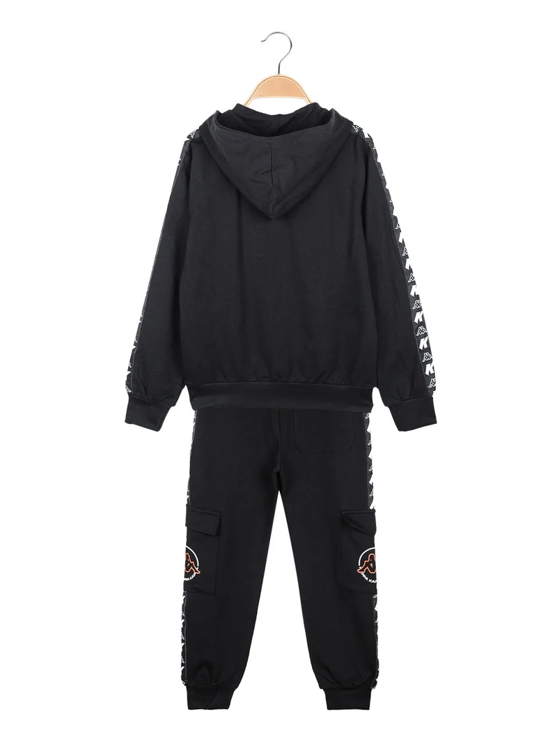 Completo tuta da bambino con cappuccio e zip - nero