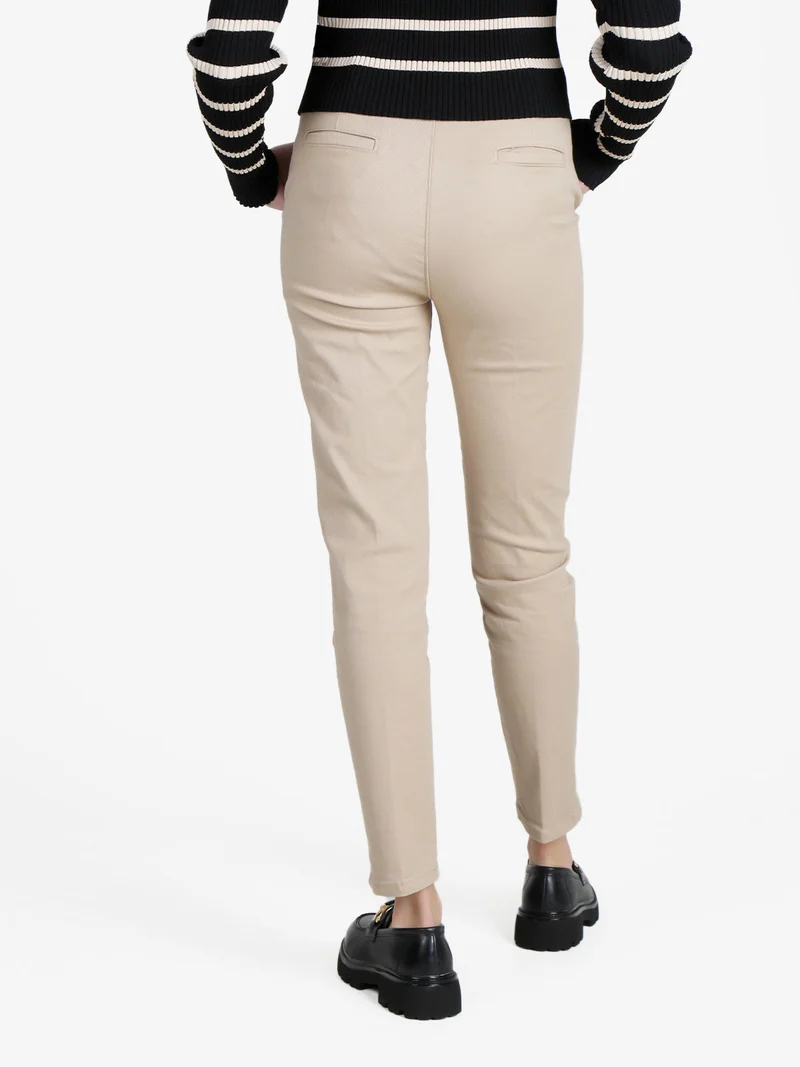 Pantaloni donna in cotone a gamba dritta - beige
