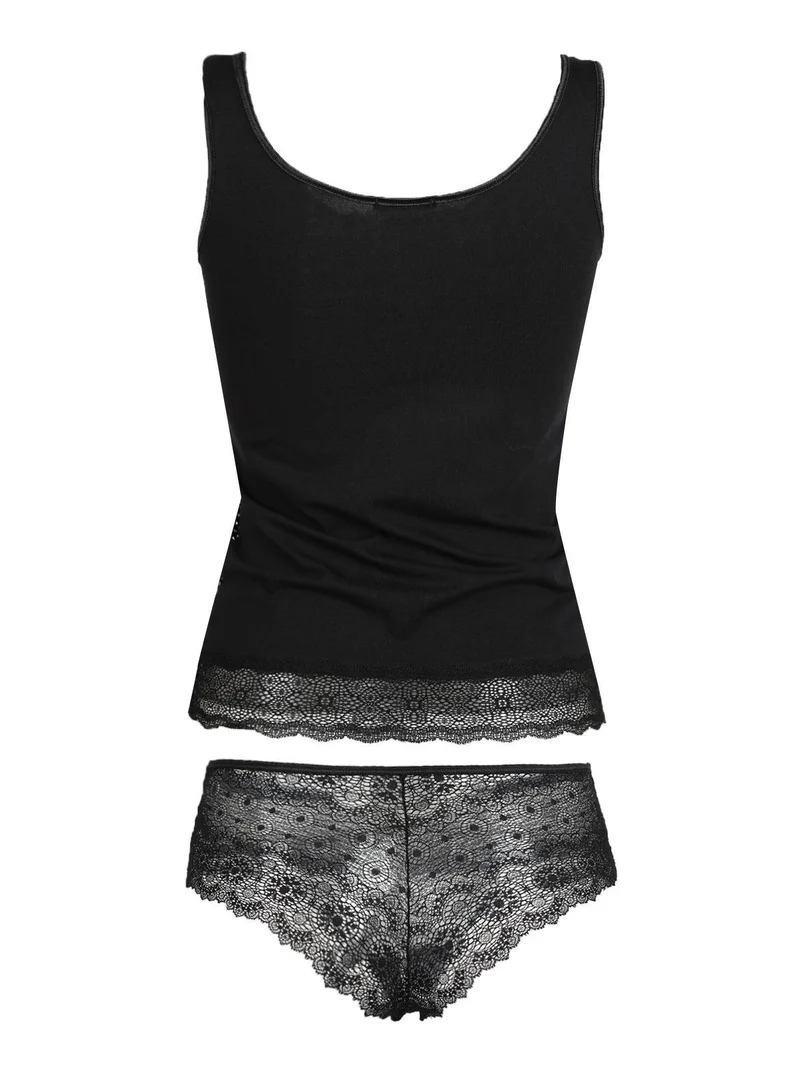 Coordinato intimo top + culotte in pizzo - nero