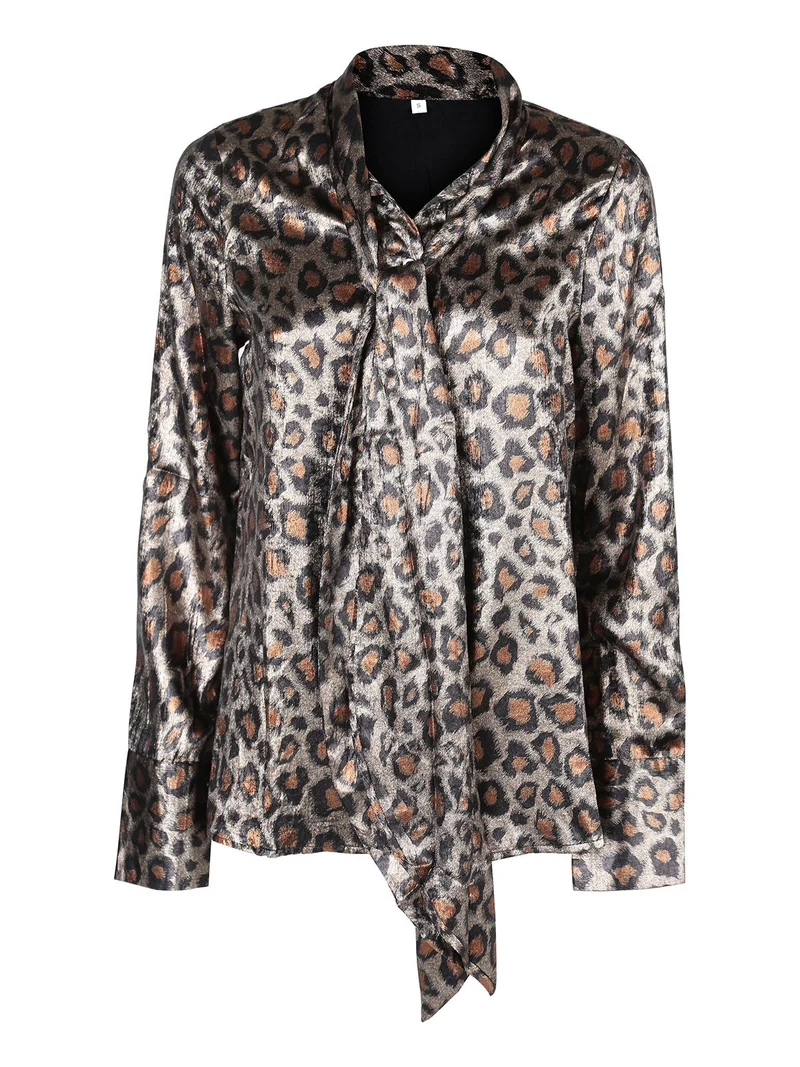 Camicia donna maculata a maniche lunghe - caffè