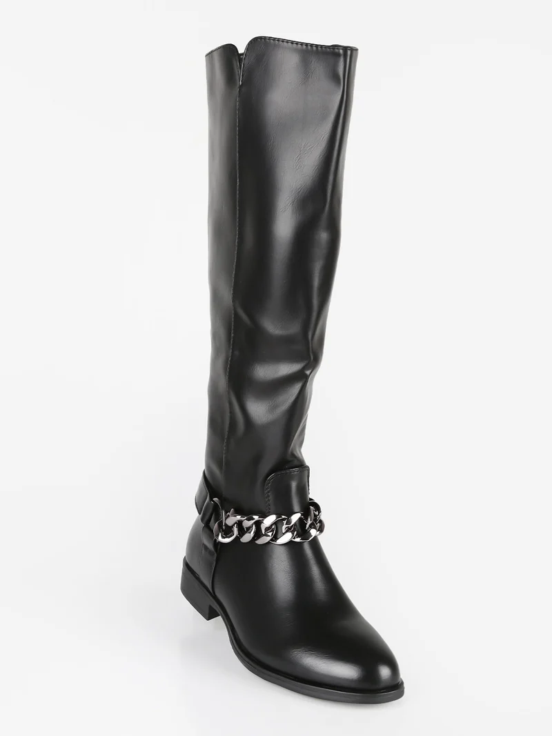 Stivali donna con catena - nero