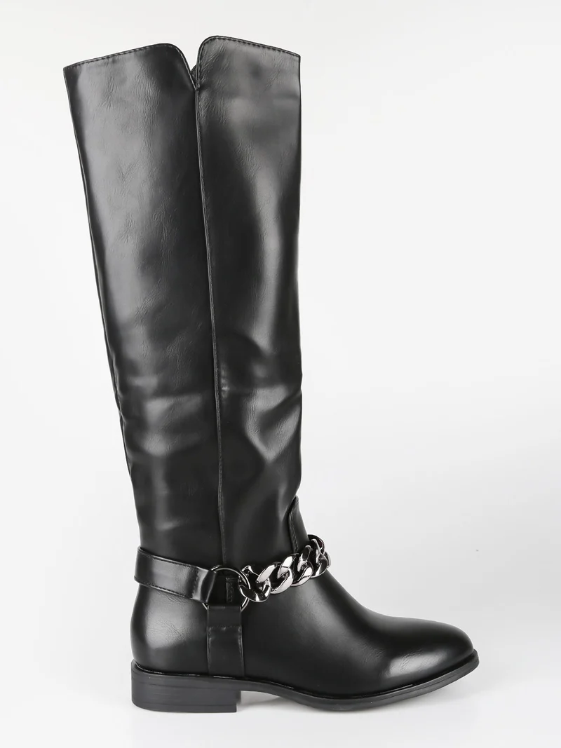 Stivali donna con catena - nero