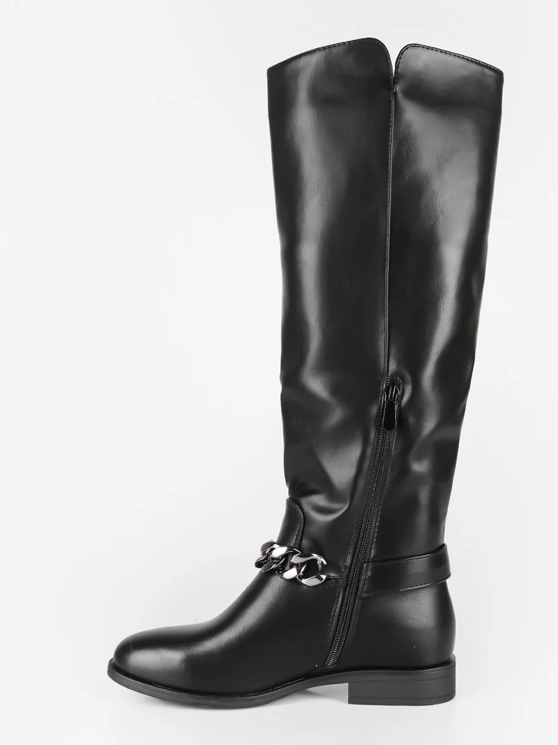 Stivali donna con catena - nero