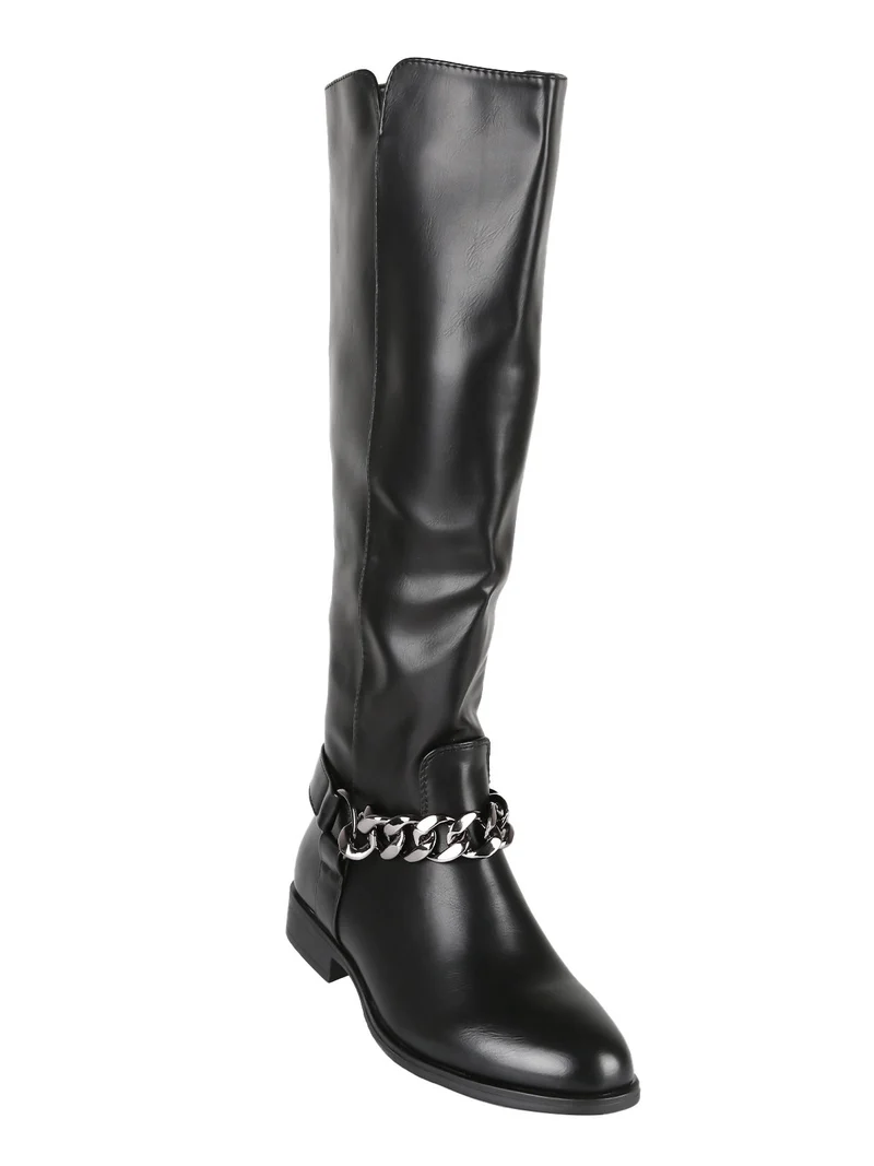 Stivali donna con catena - nero