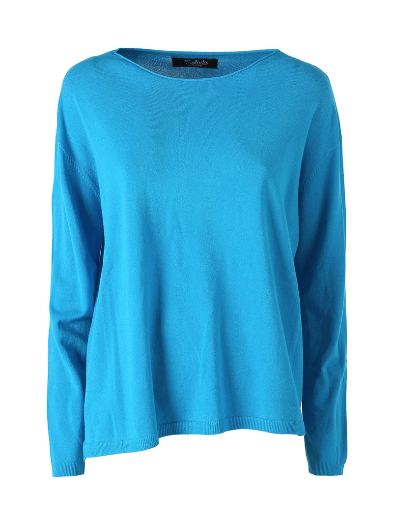 Pullover donna oversize in maglia - turchese