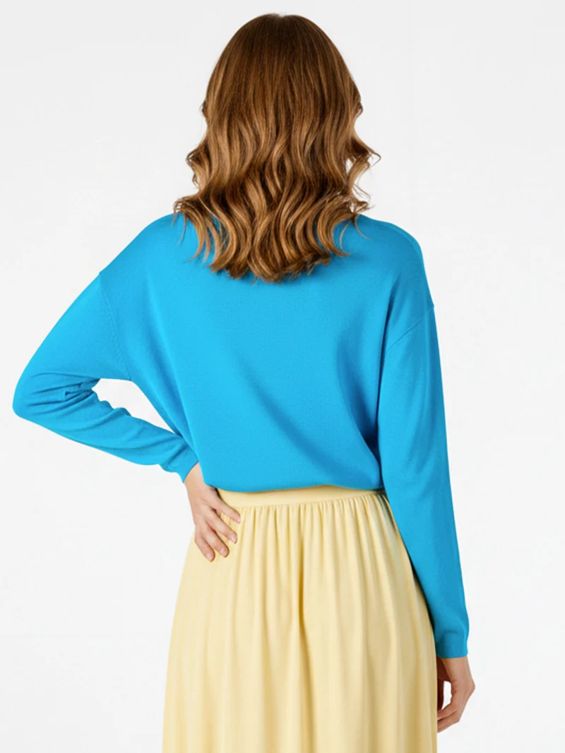 Pullover donna oversize in maglia - turchese
