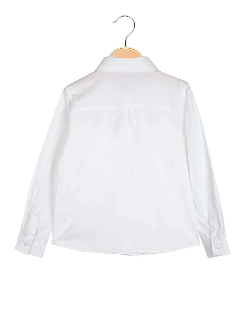 Camicia da bambino in cotone a maniche lunghe - bianco