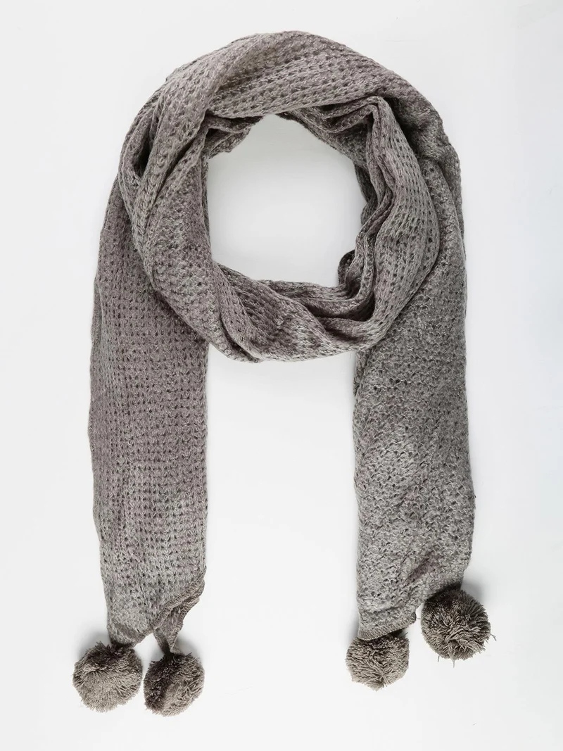 Sciarpa con pompon - marrone