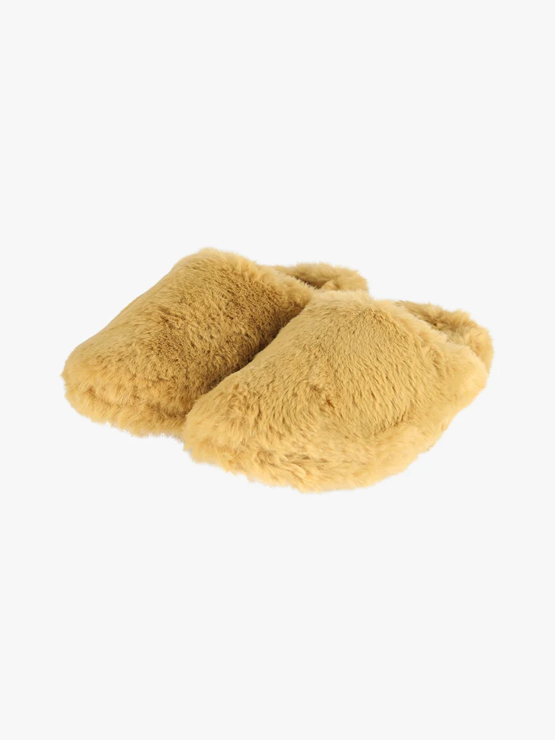 Pantofole donna avvolgenti in ecopelo - senape