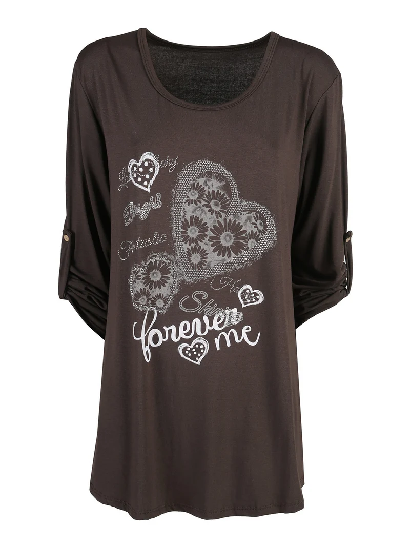 Maxi t-shirt donna con strass - moro