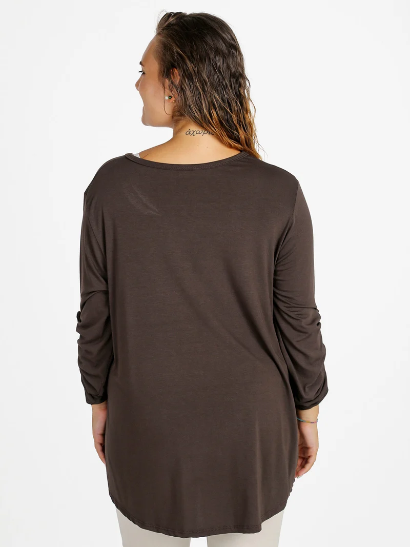 Maxi t-shirt donna con strass - moro