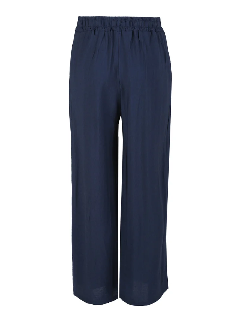 Pantaloni donna in viscosa a gamba larga - blu scuro