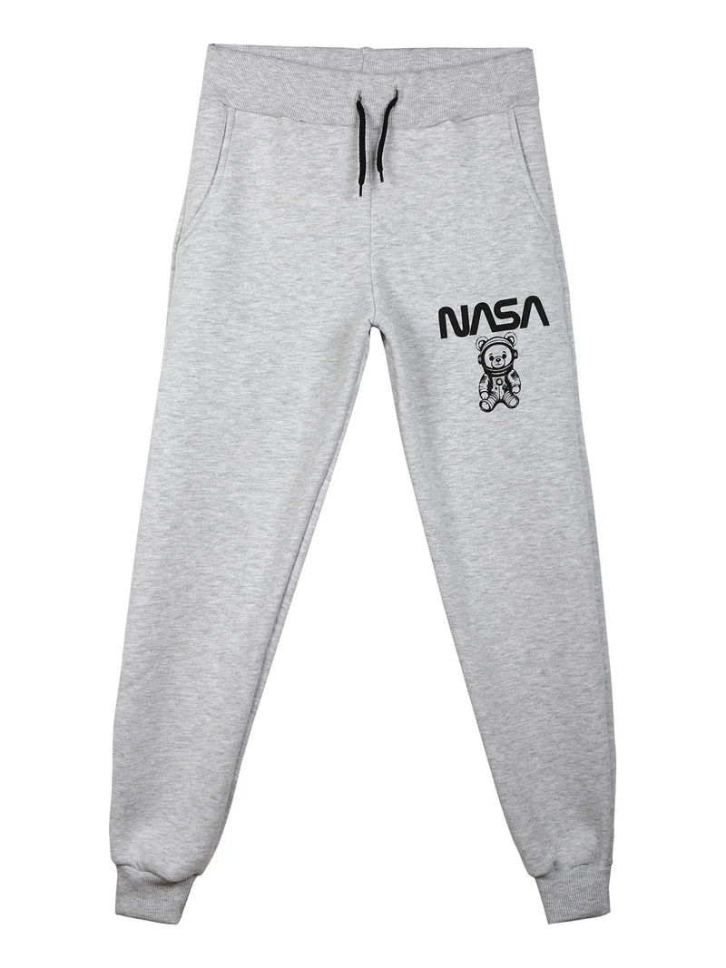 Pantaloni sportivi da ragazzo con polsini e interno felpato - grigio