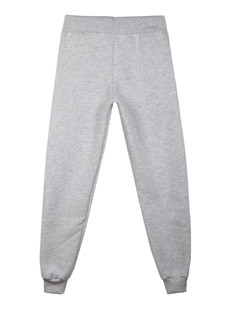 Pantaloni sportivi da ragazzo con polsini e interno felpato - grigio