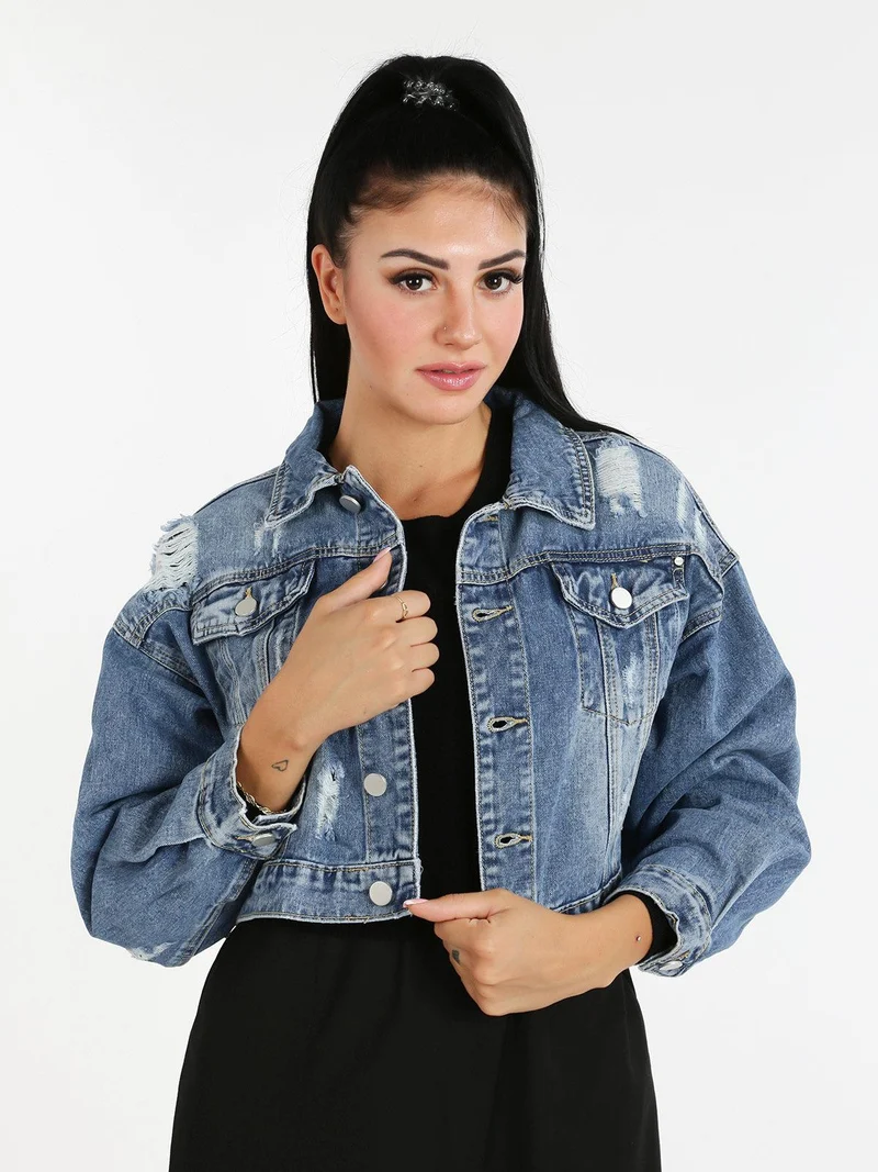 Gicca denim corta con strappi - jeans