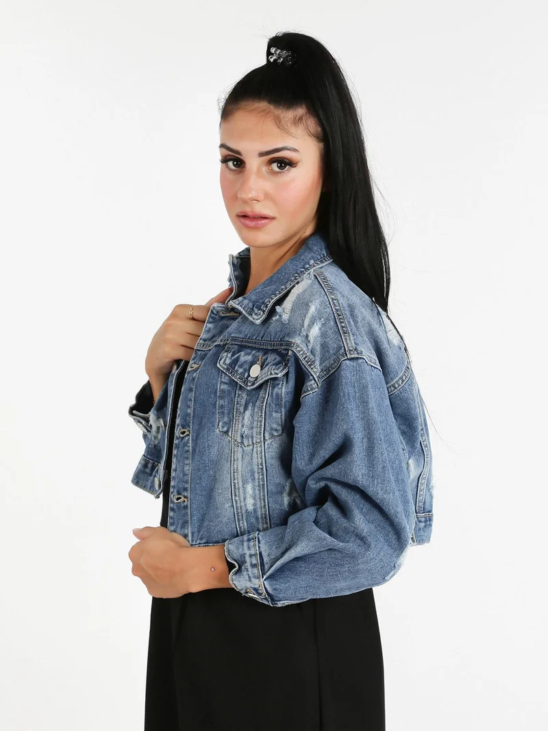 Gicca denim corta con strappi - jeans